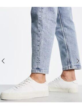 Madewell Women's White Sidewalk Low-Top Sneaker In Canvas SZ 9